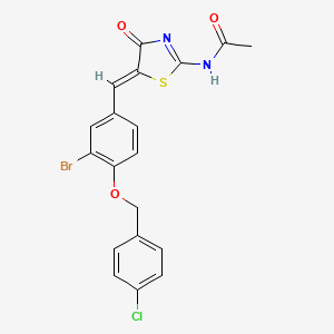 molecular formula C19H14BrClN2O3S B4016519 N-[(5Z)-5-{3-bromo-4-[(4-chlorobenzyl)oxy]benzylidene}-4-oxo-4,5-dihydro-1,3-thiazol-2-yl]acetamide 