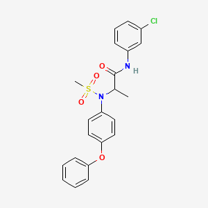 molecular formula C22H21ClN2O4S B4016675 N~1~-(3-chlorophenyl)-N~2~-(methylsulfonyl)-N~2~-(4-phenoxyphenyl)alaninamide 