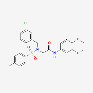 molecular formula C24H23ClN2O5S B4016682 2-[(3-chlorophenyl)methyl-(4-methylphenyl)sulfonylamino]-N-(2,3-dihydro-1,4-benzodioxin-6-yl)acetamide 