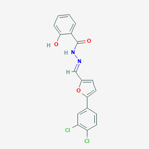 molecular formula C18H12Cl2N2O3 B401673 N'-{[5-(3,4-dichlorophenyl)-2-furyl]methylene}-2-hydroxybenzohydrazide 