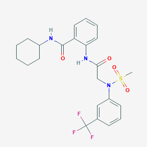 molecular formula C23H26F3N3O4S B4016744 N-cyclohexyl-2-({N-(methylsulfonyl)-N-[3-(trifluoromethyl)phenyl]glycyl}amino)benzamide 