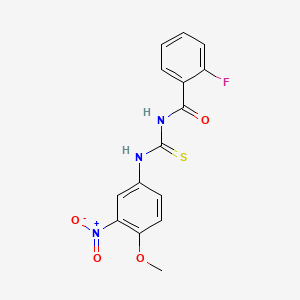 molecular formula C15H12FN3O4S B4016770 2-fluoro-N-[(4-methoxy-3-nitrophenyl)carbamothioyl]benzamide 