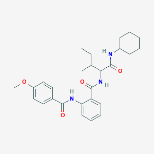 molecular formula C27H35N3O4 B4016852 N~1~-{1-[(CYCLOHEXYLAMINO)CARBONYL]-2-METHYLBUTYL}-2-[(4-METHOXYBENZOYL)AMINO]BENZAMIDE CAS No. 375388-03-7