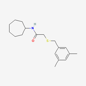 molecular formula C18H27NOS B4016961 N-cycloheptyl-2-[(3,5-dimethylphenyl)methylsulfanyl]acetamide 