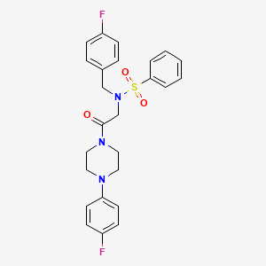molecular formula C25H25F2N3O3S B4017009 N-(4-fluorobenzyl)-N-{2-[4-(4-fluorophenyl)piperazin-1-yl]-2-oxoethyl}benzenesulfonamide 