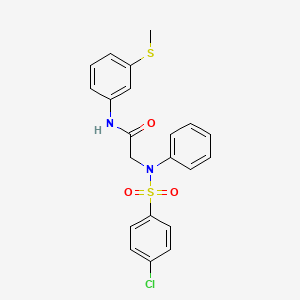 molecular formula C21H19ClN2O3S2 B4017089 N~2~-[(4-chlorophenyl)sulfonyl]-N-[3-(methylsulfanyl)phenyl]-N~2~-phenylglycinamide 
