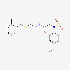 molecular formula C21H28N2O3S2 B4017141 N~2~-(4-ethylphenyl)-N-{2-[(2-methylbenzyl)sulfanyl]ethyl}-N~2~-(methylsulfonyl)glycinamide 