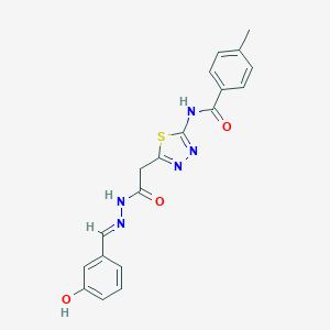molecular formula C19H17N5O3S B401715 N-[5-({N'-[(E)-(3-HYDROXYPHENYL)METHYLIDENE]HYDRAZINECARBONYL}METHYL)-1,3,4-THIADIAZOL-2-YL]-4-METHYLBENZAMIDE 