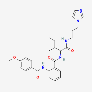molecular formula C27H33N5O4 B4017173 N-{2-[(1-{[3-(1H-IMIDAZOL-1-YL)PROPYL]CARBAMOYL}-2-METHYLBUTYL)CARBAMOYL]PHENYL}-4-METHOXYBENZAMIDE 