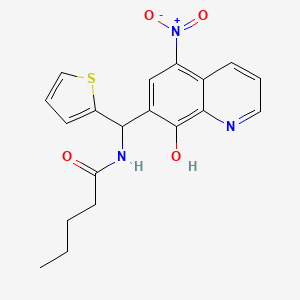 molecular formula C19H19N3O4S B4017261 N-[(8-Hydroxy-5-nitroquinolin-7-YL)(thiophen-2-YL)methyl]pentanamide 