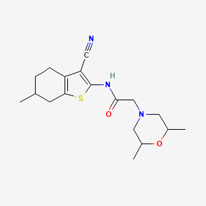 molecular formula C18H25N3O2S B4017295 N-(3-cyano-6-methyl-4,5,6,7-tetrahydro-1-benzothiophen-2-yl)-2-(2,6-dimethylmorpholin-4-yl)acetamide 