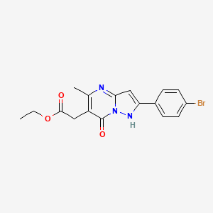 molecular formula C17H16BrN3O3 B4017369 ETHYL 2-[2-(4-BROMOPHENYL)-5-METHYL-7-OXO-4H-PYRAZOLO[1,5-A]PYRIMIDIN-6-YL]ACETATE 