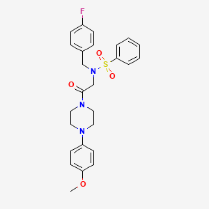 molecular formula C26H28FN3O4S B4017376 N-(4-fluorobenzyl)-N-{2-[4-(4-methoxyphenyl)piperazin-1-yl]-2-oxoethyl}benzenesulfonamide 