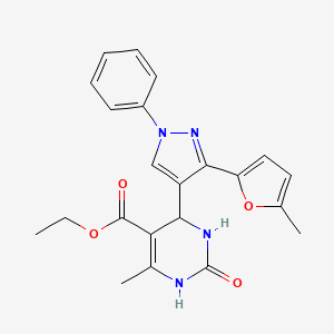 molecular formula C22H22N4O4 B4017521 ethyl 6-methyl-4-[3-(5-methylfuran-2-yl)-1-phenylpyrazol-4-yl]-2-oxo-3,4-dihydro-1H-pyrimidine-5-carboxylate 