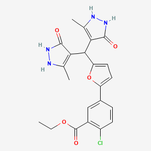 molecular formula C22H21ClN4O5 B4017622 ethyl 5-{5-[bis(5-hydroxy-3-methyl-1H-pyrazol-4-yl)methyl]furan-2-yl}-2-chlorobenzoate CAS No. 1239735-34-2