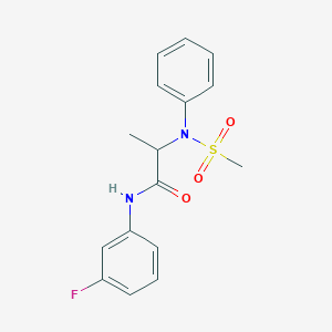 molecular formula C16H17FN2O3S B4017786 N-(3-fluorophenyl)-N~2~-(methylsulfonyl)-N~2~-phenylalaninamide 
