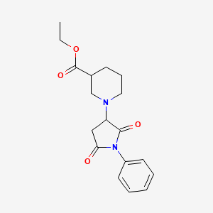 molecular formula C18H22N2O4 B4017932 Ethyl 1-(2,5-dioxo-1-phenylpyrrolidin-3-yl)piperidine-3-carboxylate 