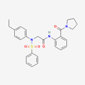molecular formula C27H29N3O4S B4018132 N~2~-(4-ethylphenyl)-N~2~-(phenylsulfonyl)-N-[2-(pyrrolidin-1-ylcarbonyl)phenyl]glycinamide 