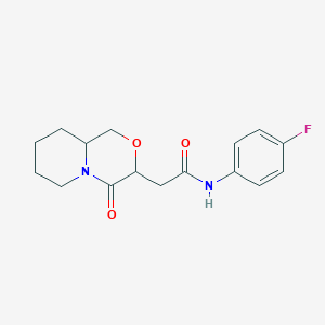 molecular formula C16H19FN2O3 B4018217 N-(4-fluorophenyl)-2-(4-oxo-1,6,7,8,9,9a-hexahydropyrido[2,1-c][1,4]oxazin-3-yl)acetamide 