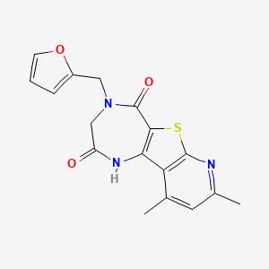 molecular formula C17H15N3O3S B4018274 11-(Furan-2-ylmethyl)-3,5-dimethyl-8-thia-6,11,14-triazatricyclo[7.5.0.02,7]tetradeca-1(9),2(7),3,5-tetraene-10,13-dione 