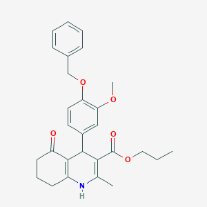 molecular formula C28H31NO5 B401833 Propyl 4-[4-(benzyloxy)-3-methoxyphenyl]-2-methyl-5-oxo-1,4,5,6,7,8-hexahydroquinoline-3-carboxylate 