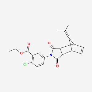 molecular formula C21H20ClNO4 B4018340 ethyl 2-chloro-5-[1,3-dioxo-8-(propan-2-ylidene)-1,3,3a,4,7,7a-hexahydro-2H-4,7-methanoisoindol-2-yl]benzoate 