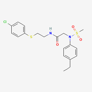 molecular formula C19H23ClN2O3S2 B4018392 N-{2-[(4-chlorophenyl)sulfanyl]ethyl}-N~2~-(4-ethylphenyl)-N~2~-(methylsulfonyl)glycinamide 