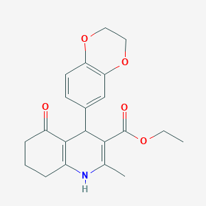 molecular formula C21H23NO5 B4018426 ethyl 4-(2,3-dihydro-1,4-benzodioxin-6-yl)-2-methyl-5-oxo-4,6,7,8-tetrahydro-1H-quinoline-3-carboxylate 