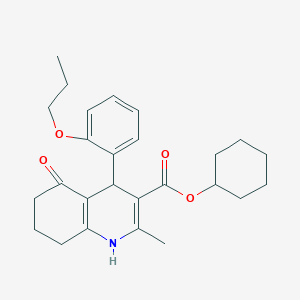 molecular formula C26H33NO4 B401843 cyclohexyl 2-methyl-5-oxo-4-(2-propoxyphenyl)-4,6,7,8-tetrahydro-1H-quinoline-3-carboxylate 