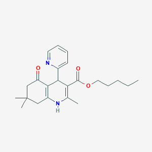 molecular formula C23H30N2O3 B401848 pentyl 2,7,7-trimethyl-5-oxo-4-(pyridin-2-yl)-1,4,5,6,7,8-hexahydroquinoline-3-carboxylate 