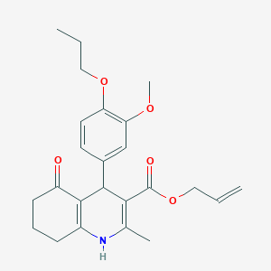 molecular formula C24H29NO5 B401853 prop-2-en-1-yl 4-(3-methoxy-4-propoxyphenyl)-2-methyl-5-oxo-1,4,5,6,7,8-hexahydroquinoline-3-carboxylate 