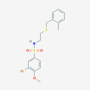 molecular formula C17H20BrNO3S2 B4018573 3-bromo-4-methoxy-N-{2-[(2-methylbenzyl)sulfanyl]ethyl}benzenesulfonamide 