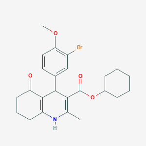 molecular formula C24H28BrNO4 B401861 cyclohexyl 4-[3-bromo-4-(methyloxy)phenyl]-2-methyl-5-oxo-1,4,5,6,7,8-hexahydroquinoline-3-carboxylate 