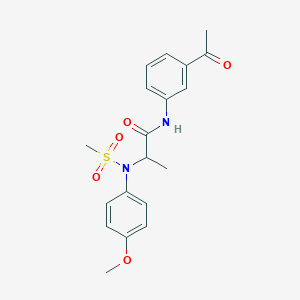 molecular formula C19H22N2O5S B4018620 N-(3-acetylphenyl)-2-(4-methoxy-N-methylsulfonylanilino)propanamide 