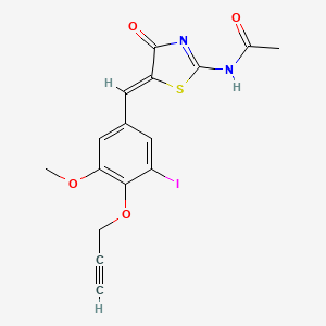 molecular formula C16H13IN2O4S B4018637 N-{(5Z)-5-[3-iodo-5-methoxy-4-(prop-2-yn-1-yloxy)benzylidene]-4-oxo-4,5-dihydro-1,3-thiazol-2-yl}acetamide 