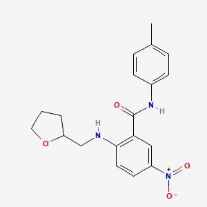 molecular formula C19H21N3O4 B4018646 N-(4-methylphenyl)-5-nitro-2-(oxolan-2-ylmethylamino)benzamide 