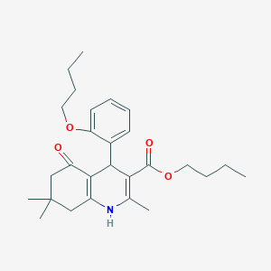 molecular formula C27H37NO4 B401866 BUTYL 4-(2-BUTOXYPHENYL)-2,7,7-TRIMETHYL-5-OXO-1,4,5,6,7,8-HEXAHYDROQUINOLINE-3-CARBOXYLATE 