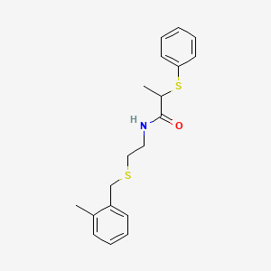 molecular formula C19H23NOS2 B4018676 N-{2-[(2-methylbenzyl)sulfanyl]ethyl}-2-(phenylsulfanyl)propanamide 