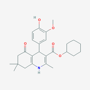 molecular formula C26H33NO5 B401868 cyclohexyl 4-(4-hydroxy-3-methoxyphenyl)-2,7,7-trimethyl-5-oxo-1,4,5,6,7,8-hexahydroquinoline-3-carboxylate 