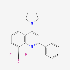 molecular formula C20H17F3N2 B4018715 2-Phenyl-4-pyrrolidin-1-yl-8-(trifluoromethyl)quinoline 