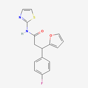 molecular formula C16H13FN2O2S B4018724 3-(4-fluorophenyl)-3-(furan-2-yl)-N-(1,3-thiazol-2-yl)propanamide 