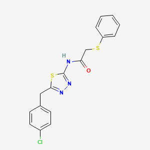 molecular formula C17H14ClN3OS2 B4018740 N-{5-[(4-CHLOROPHENYL)METHYL]-1,3,4-THIADIAZOL-2-YL}-2-(PHENYLSULFANYL)ACETAMIDE 