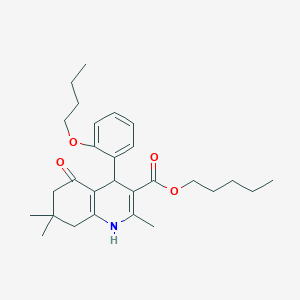 molecular formula C28H39NO4 B401878 PENTYL 4-(2-BUTOXYPHENYL)-2,7,7-TRIMETHYL-5-OXO-1,4,5,6,7,8-HEXAHYDRO-3-QUINOLINECARBOXYLATE 