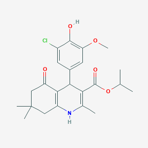 molecular formula C23H28ClNO5 B401888 ISOPROPYL 4-(3-CHLORO-4-HYDROXY-5-METHOXYPHENYL)-2,7,7-TRIMETHYL-5-OXO-1,4,5,6,7,8-HEXAHYDRO-3-QUINOLINECARBOXYLATE 