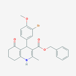 molecular formula C25H24BrNO4 B401898 BENZYL 4-(3-BROMO-4-METHOXYPHENYL)-2-METHYL-5-OXO-1,4,5,6,7,8-HEXAHYDRO-3-QUINOLINECARBOXYLATE 