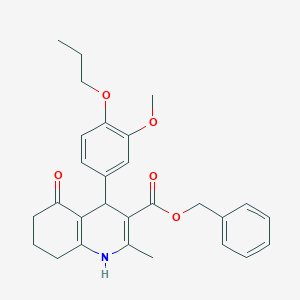 molecular formula C28H31NO5 B401902 benzyl 4-(3-methoxy-4-propoxyphenyl)-2-methyl-5-oxo-1,4,5,6,7,8-hexahydroquinoline-3-carboxylate 