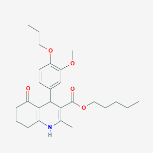 molecular formula C26H35NO5 B401906 pentyl 4-(3-methoxy-4-propoxyphenyl)-2-methyl-5-oxo-1,4,5,6,7,8-hexahydroquinoline-3-carboxylate 