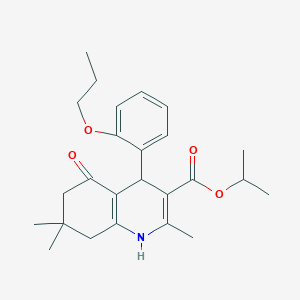 molecular formula C25H33NO4 B401907 propan-2-yl 2,7,7-trimethyl-5-oxo-4-(2-propoxyphenyl)-1,4,5,6,7,8-hexahydroquinoline-3-carboxylate 