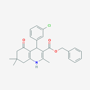 molecular formula C26H26ClNO3 B401920 benzyl 4-(3-chlorophenyl)-2,7,7-trimethyl-5-oxo-1,4,5,6,7,8-hexahydroquinoline-3-carboxylate 