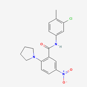 molecular formula C18H18ClN3O3 B4019217 N-(3-chloro-4-methylphenyl)-5-nitro-2-pyrrolidin-1-ylbenzamide 
